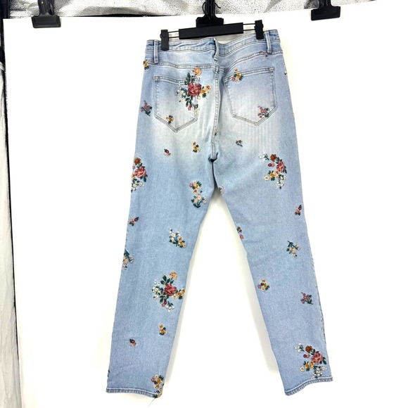 Driftwood Gizelle Floral Embroidered Slim Straight Jeans Light Wash Blue Size 30 - Picture 3 of 8